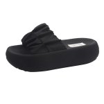 画像2: platform cather sandals shoes  　 厚底プラットフォームギャザーサンダル スリッパシューズ　 (2)