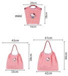 画像4: Kitty embroidered check tote shoulder shopping eco bag　キティー刺繍チェックトートショルダーショッピングエコバッグ (4)
