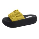 画像1: platform cather sandals shoes  　 厚底プラットフォームギャザーサンダル スリッパシューズ　 (1)