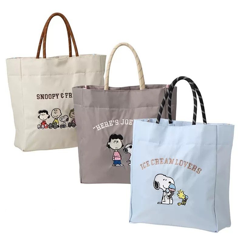 画像6: Snoopy embroidered large capacity tote commuter shopping eco bag　スヌーピー刺繍大容量ハンドバッグトートバッグ通勤ショッピングエコバッグ (6)