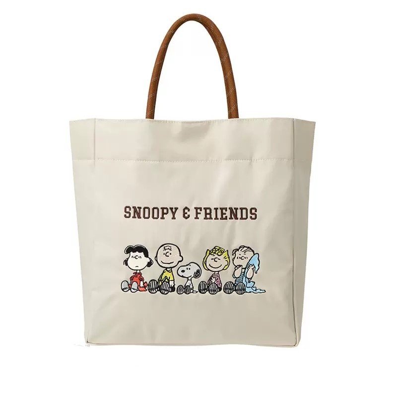 画像2: Snoopy embroidered large capacity tote commuter shopping eco bag　スヌーピー刺繍大容量ハンドバッグトートバッグ通勤ショッピングエコバッグ (2)