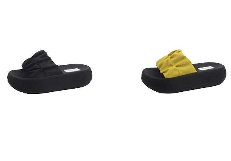 画像3: platform cather sandals shoes  　 厚底プラットフォームギャザーサンダル スリッパシューズ　 (3)