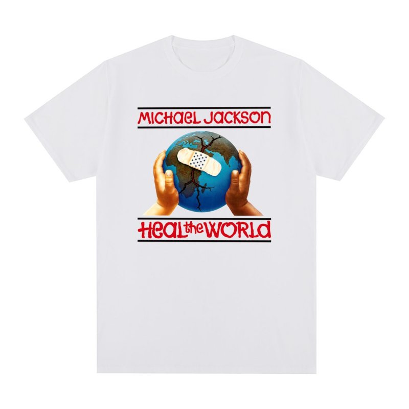画像1: Unisex Michael Jackson x Heal the World  Print T-Shirt　 男女兼用マイケルジャクソン×Heal the Worldヒール・ザ・ワールドプリント 半袖ラウンドネック Tシャツ  (1)