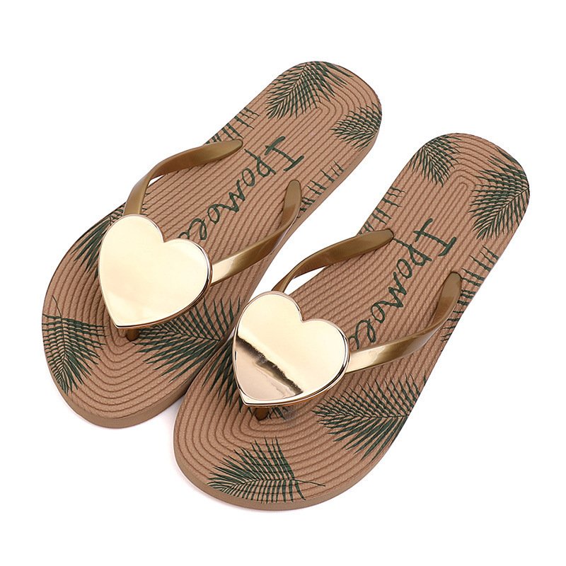 画像2: Heart-shaped Hawaiian thong beach shower sandals　ハートマークハワイアントングビーチシャワーサンダルスリッパ   シューズ　 (2)