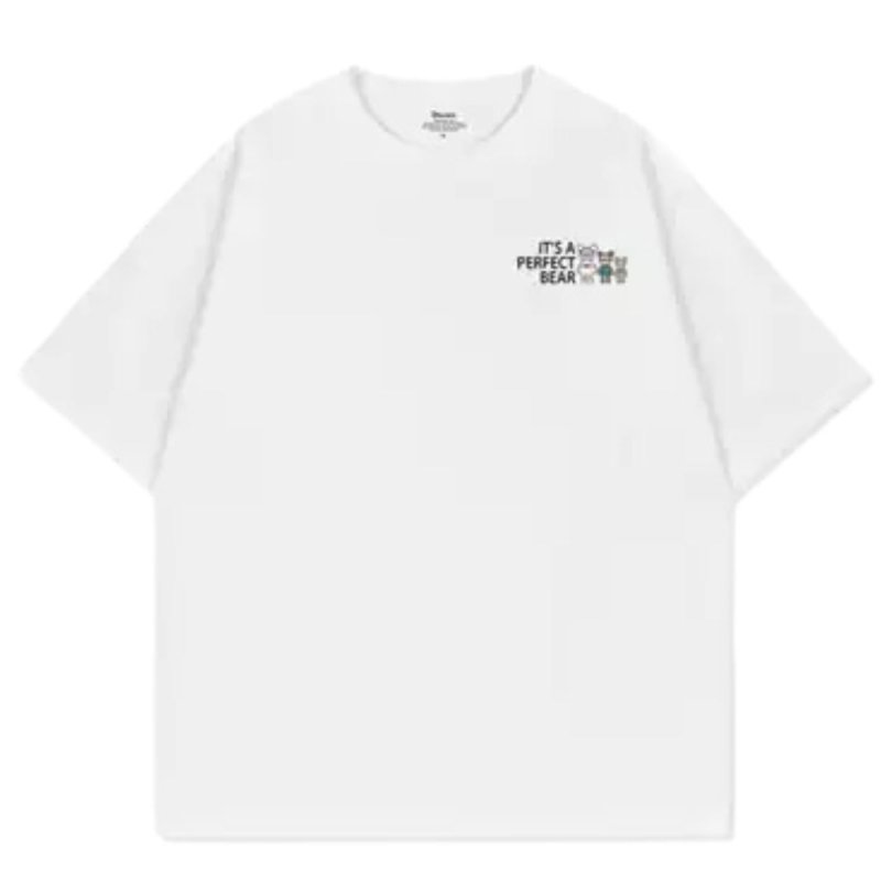 画像1: IT'S A PERFECT BEAR  One Point Round Neck T-Shirt   ユニセックス 男女兼用 ワンポイントベア 熊 プリント半袖 Tシャツ (1)