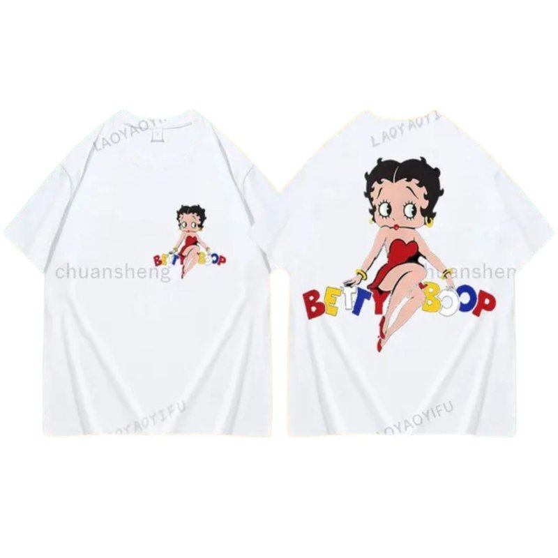 画像2: Betty Boop Print Unisex T-shirt ユニセックス男女兼用 ベティブープ ベティー プリント半袖Tシャツ　 (2)