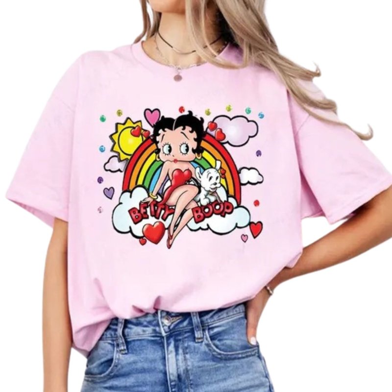 画像10: Betty Boop Print Unisex T-shirt ユニセックス男女兼用 ベティブープ ベティー プリント半袖Tシャツ　 (10)