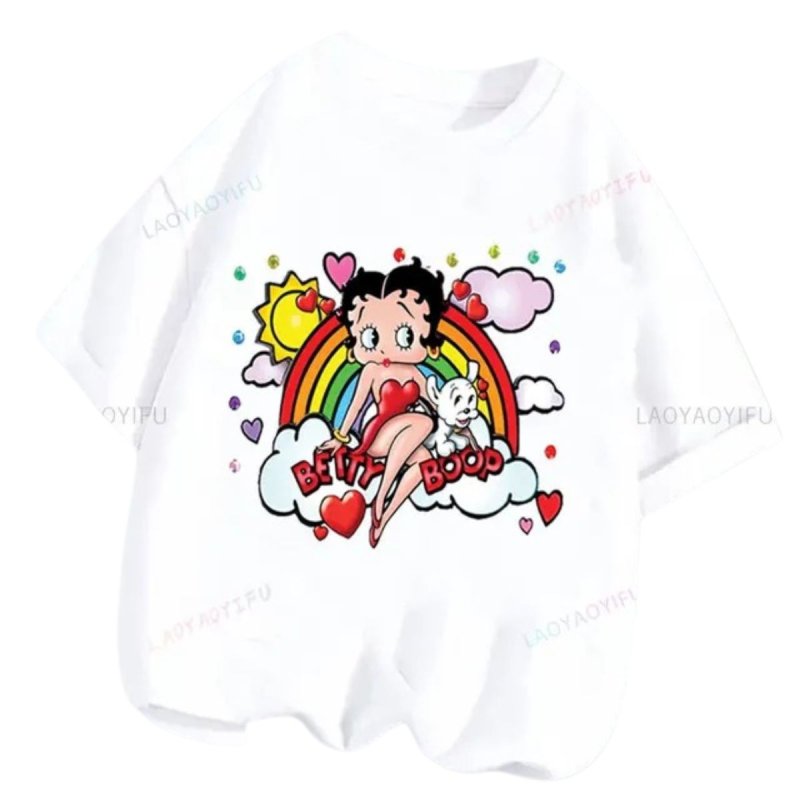 画像11: Betty Boop Print Unisex T-shirt ユニセックス男女兼用 ベティブープ ベティー プリント半袖Tシャツ　 (11)