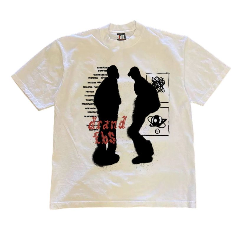 画像2: Retro silhouette print Round Neck T-Shirt   ユニセックス 男女兼用レトロシルエットプリント  半袖 Tシャツ (2)