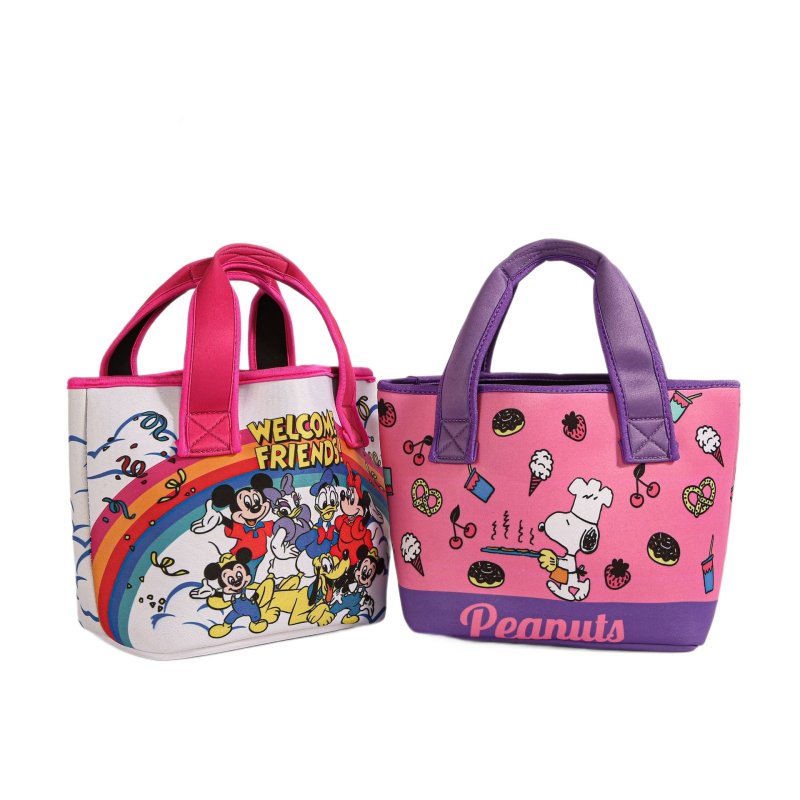 画像1: Snoopy & Mickey Mouse Tote Lunch Bag　スヌーピー&ミッキーマウストートランチバッグ (1)