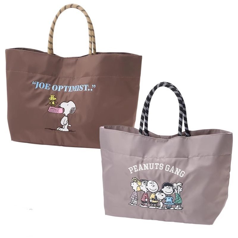 画像3: Snoopy& Woodstock & Friends Embroidered Tote/Shoulder Shopping Bag　スヌーピー＆ウッドストック＆フレンズ刺繍トートショルダーショルダーショッピングバッグ (3)