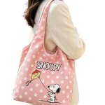 画像4: Snoopy Print Eco-Friendly Shopping Bag　スヌーピーショッピングエコ折りたたみトートショルダーバッグ (4)