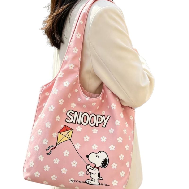 画像4: Snoopy Print Eco-Friendly Shopping Bag　スヌーピーショッピングエコ折りたたみトートショルダーバッグ (4)