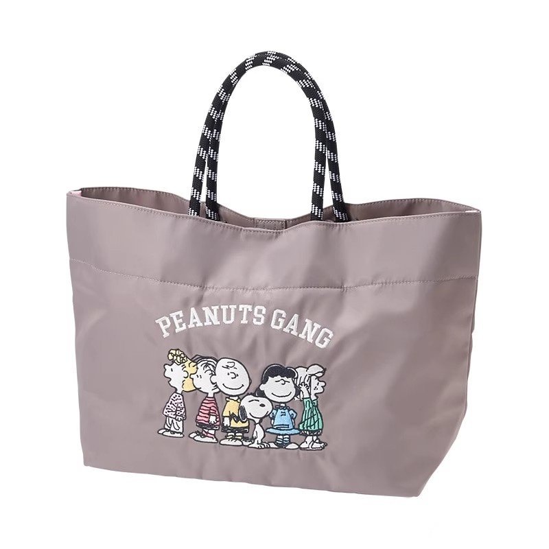 画像1: Snoopy& Woodstock & Friends Embroidered Tote/Shoulder Shopping Bag　スヌーピー＆ウッドストック＆フレンズ刺繍トートショルダーショルダーショッピングバッグ (1)