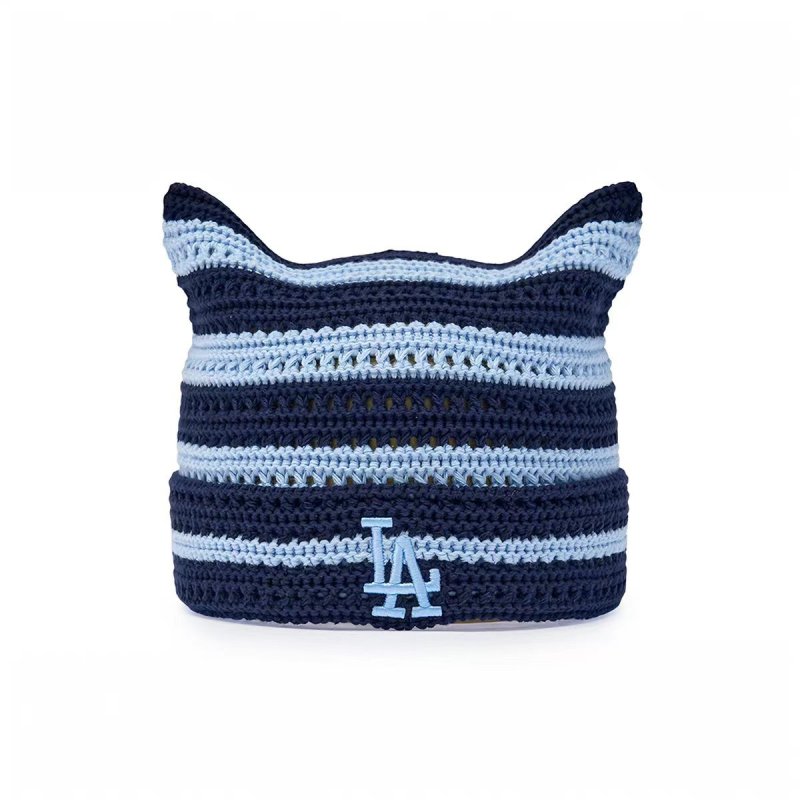 画像11: MLB Korea Summer Crochet Meow Beanie Stripe New York Yankees エムエルビー コリア 猫耳 ミャオン サマーニット帽 帽子 ボーダー NY y2k ニューヨークヤンキース  ビーニー  クロシェット (11)