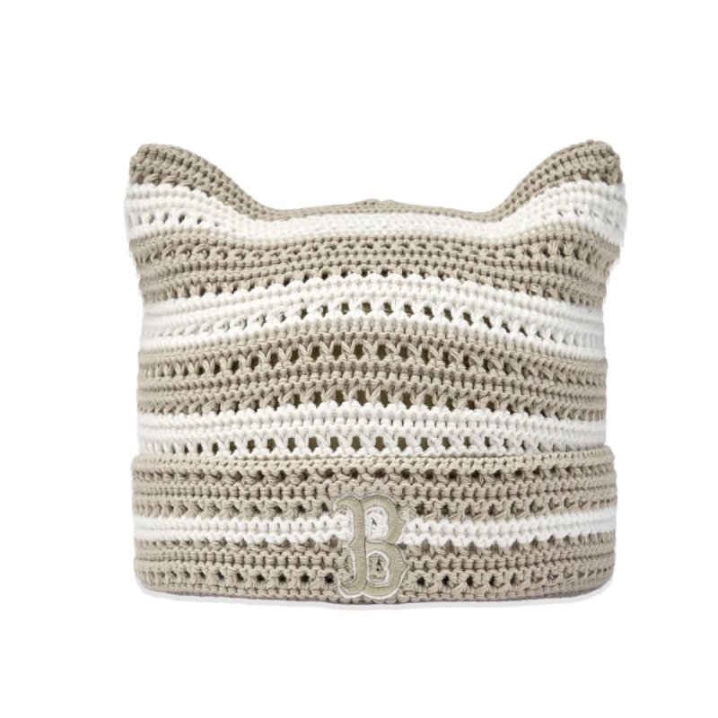 画像9: MLB Korea Summer Crochet Meow Beanie Stripe New York Yankees エムエルビー コリア 猫耳 ミャオン サマーニット帽 帽子 ボーダー NY y2k ニューヨークヤンキース  ビーニー  クロシェット (9)