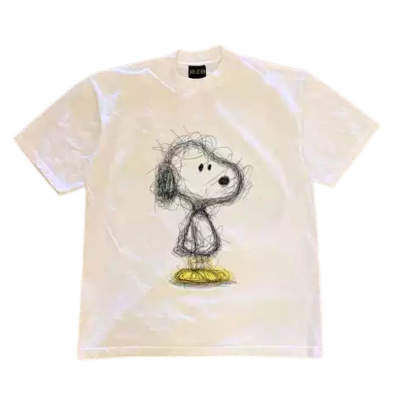 画像2: Fuzzy illustration Snoopy Print T-Shirt スヌーピー イラストプリント Tシャツ ユニセックス 男女兼用 (2)