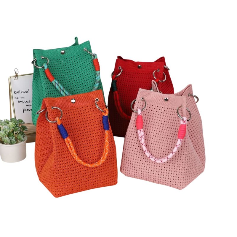 画像12: Rope Handles Knit Tote/Shoulder Underarm Shopping Bag　ロープハンドルニットトートショルダーショッピングバッグ (12)