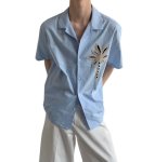 画像3: Palm tree embroidery Open-Collar Shirt パームツリー刺繍オープンシャツ ユニセックス 男女兼用 (3)