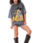 画像2: Unisex Mickey & Pluto Vintage StyleT-shirt ユニセックス男女兼用 ミッキー ＆ プルートヴィンテージスタイル プリント半袖Tシャツ　 (2)