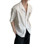 画像2: Palm tree embroidery Open-Collar Shirt パームツリー刺繍オープンシャツ ユニセックス 男女兼用 (2)