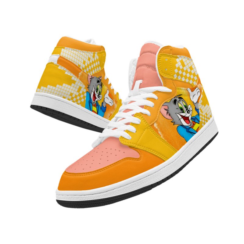 画像4: Tom & Jerry Tom High-Top Lace-Up Leather Sneakers Shoes　ユニセックス 男女兼用トムとジェリートム&ジェリー トムハイカットレースアップレザースニーカーシューズ (4)