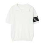 画像2: 4-Line Lapel Polo Shirt　 ユニセックス 男女兼用 4本ラインポロシャツセーター (2)