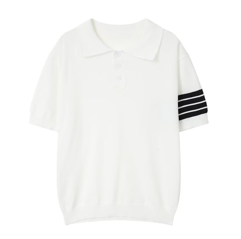 画像2: 4-Line Lapel Polo Shirt　 ユニセックス 男女兼用 4本ラインポロシャツセーター (2)