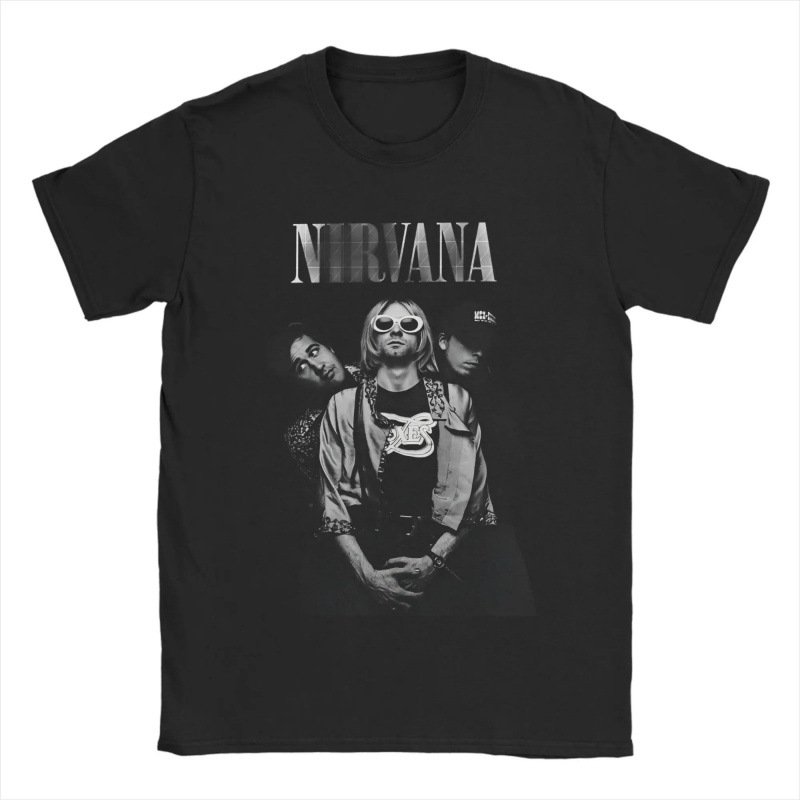 画像1: Nirvana vintage style Print round neck short sleeve T-shirt  ユニセックス 男女兼用ニルヴァーナビンテージスタイルフォトプリントラウンドネック Tシャツ (1)