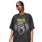 画像2: Vintage Wash Nirvana vintage style Print round neck short sleeve T-shirt  ユニセックス 男女兼用 ヴィンテージウォッシュ ニルヴァーナビンテージスタイルフォトプリントラウンドネック Tシャツ (2)