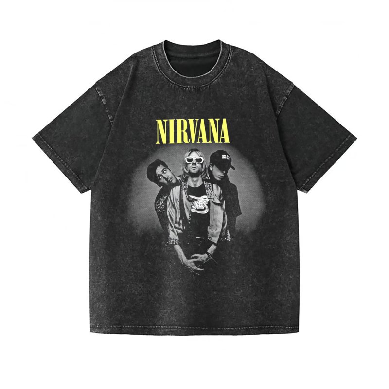 画像1: Vintage Wash Nirvana vintage style Print round neck short sleeve T-shirt  ユニセックス 男女兼用 ヴィンテージウォッシュ ニルヴァーナビンテージスタイルフォトプリントラウンドネック Tシャツ (1)