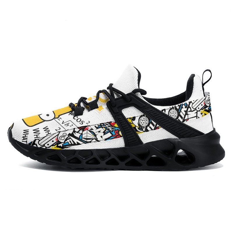 画像1: Bart Simpson Graffiti Print Flyknit Sneakers Shoes　ユニセックス 男女兼用バートシンプソンフライニットグラフィックスニーカーシューズ (1)