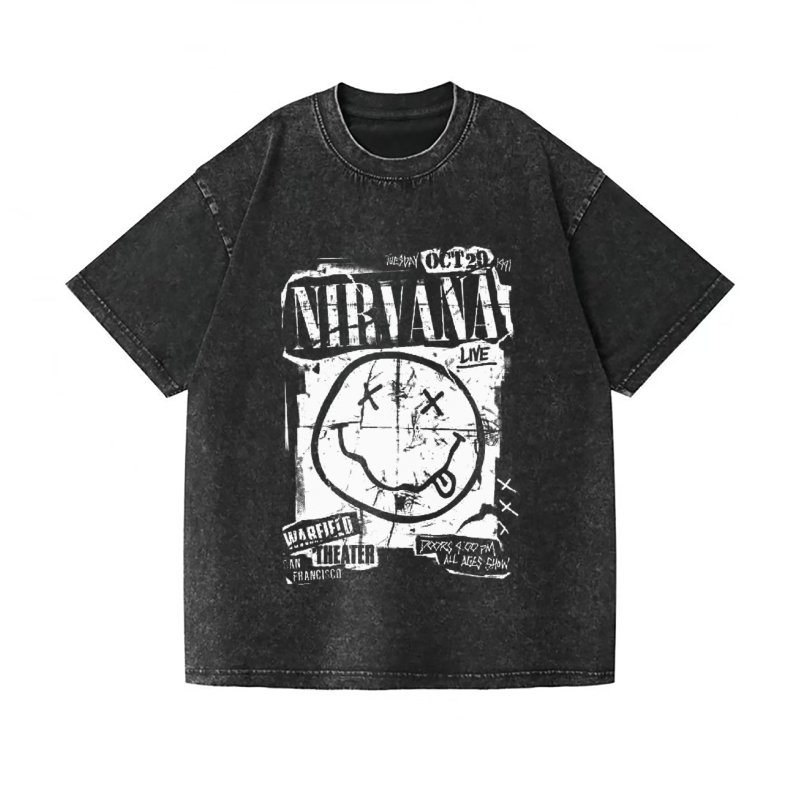 画像7: Vintage Wash Nirvana vintage style Print round neck short sleeve T-shirt  ユニセックス 男女兼用 ヴィンテージウォッシュ ニルヴァーナビンテージスタイルフォトプリントラウンドネック Tシャツ (7)
