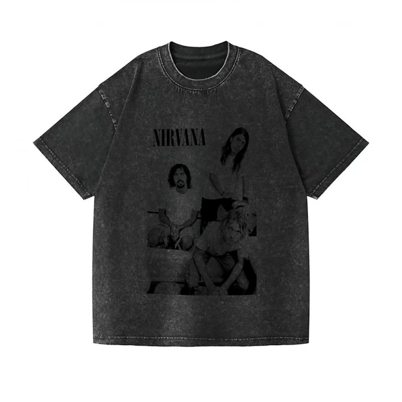 画像3: Vintage Wash Nirvana vintage style Print round neck short sleeve T-shirt  ユニセックス 男女兼用 ヴィンテージウォッシュ ニルヴァーナビンテージスタイルフォトプリントラウンドネック Tシャツ (3)