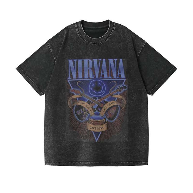 画像4: Vintage Wash Nirvana vintage style Print round neck short sleeve T-shirt  ユニセックス 男女兼用 ヴィンテージウォッシュ ニルヴァーナビンテージスタイルフォトプリントラウンドネック Tシャツ (4)