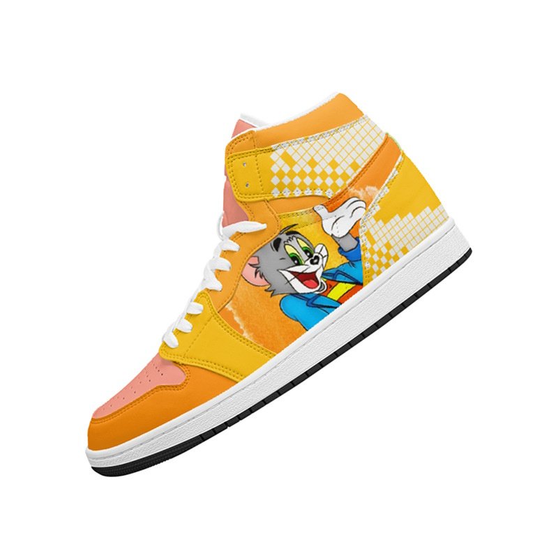 画像3: Tom & Jerry Tom High-Top Lace-Up Leather Sneakers Shoes　ユニセックス 男女兼用トムとジェリートム&ジェリー トムハイカットレースアップレザースニーカーシューズ (3)
