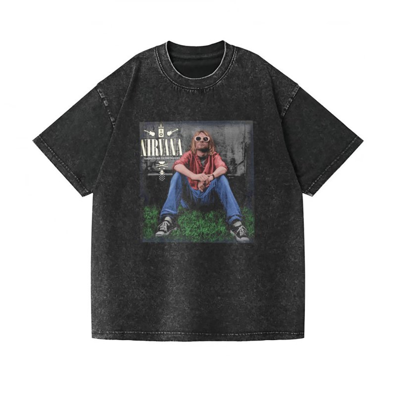 画像9: Vintage Wash Nirvana vintage style Print round neck short sleeve T-shirt  ユニセックス 男女兼用 ヴィンテージウォッシュ ニルヴァーナビンテージスタイルフォトプリントラウンドネック Tシャツ (9)