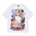 画像1: Graffiti Vintage-Style Snoopy Print Round Neck T-Shirt   ユニセックス 男女兼用  グラフィティ ヴィンテージスタイルスヌーピープリント 半袖 Tシャツ (1)