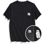 画像4: pocket middle finger cat  short sleeve T-shirt  men and women  ミドルフィンガーキャットオーバーサイズ半袖Tシャツ ユニセックス 男女兼用 大きいサイズあり (4)