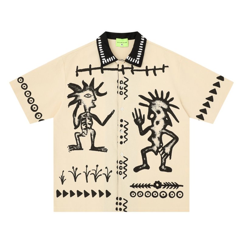 画像2: Tangmu Trendsetter American Retro Street-Style Print Shirt 　Tangmu Trendsetterアメリカンレトロストリートプリント シャツ ユニセックス 男女兼用 (2)