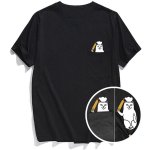 画像6: pocket middle finger cat  short sleeve T-shirt  men and women  ミドルフィンガーキャットオーバーサイズ半袖Tシャツ ユニセックス 男女兼用 大きいサイズあり (6)