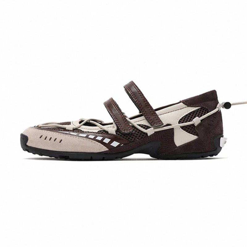画像1: Ｗomen's Retro Velcro ballet-style wedge sneakers with a hidden wedge heel 隠しウェッジヒールプラットフォームレトロベルクロバレーシューズスニーカー (1)