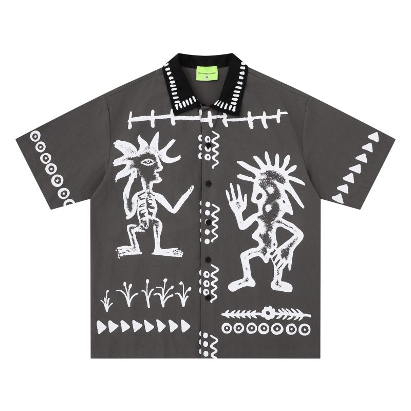画像1: Tangmu Trendsetter American Retro Street-Style Print Shirt 　Tangmu Trendsetterアメリカンレトロストリートプリント シャツ ユニセックス 男女兼用 (1)