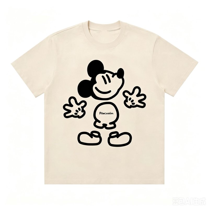画像3: Broken Mickey Mouse Print Round-Neck T-Shirt　ユニセックス 男女兼用 ブロークンミッキーマウスプリントラウンドネックTシャツ (3)