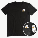 画像2: pocket middle finger cat  short sleeve T-shirt  men and women  ミドルフィンガーキャットオーバーサイズ半袖Tシャツ ユニセックス 男女兼用 大きいサイズあり (2)