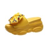 画像2: Women High-heeled Bjoux Stone slippers slippers shower sandals flip-flops slippers 厚底 プラットフォーム ストーン ビジュー リボン & パールサンダル シャワーサンダル　 (2)