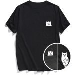 画像3: pocket middle finger cat  short sleeve T-shirt  men and women  ミドルフィンガーキャットオーバーサイズ半袖Tシャツ ユニセックス 男女兼用 大きいサイズあり (3)