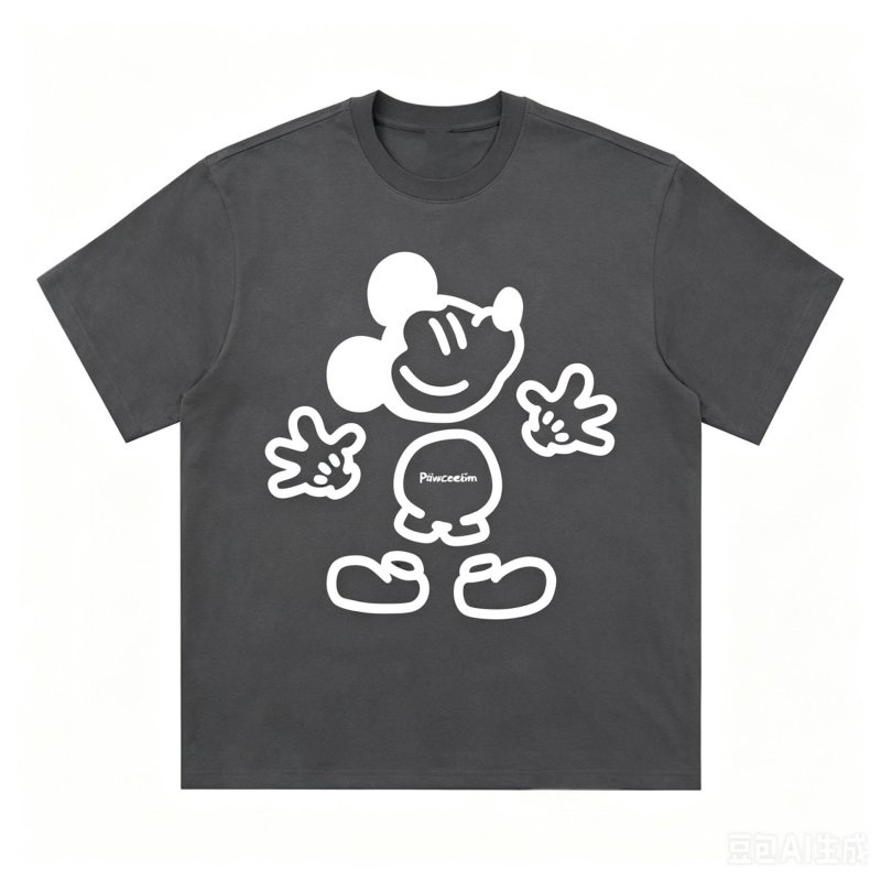 画像5: Broken Mickey Mouse Print Round-Neck T-Shirt　ユニセックス 男女兼用 ブロークンミッキーマウスプリントラウンドネックTシャツ (5)