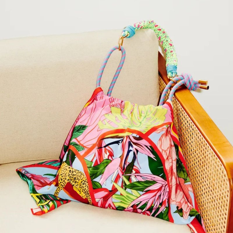画像14: Scarf motif rope tote shoulder 2WAY bag　　スカーフモチーフロープ ショルダー トートエコバック (14)