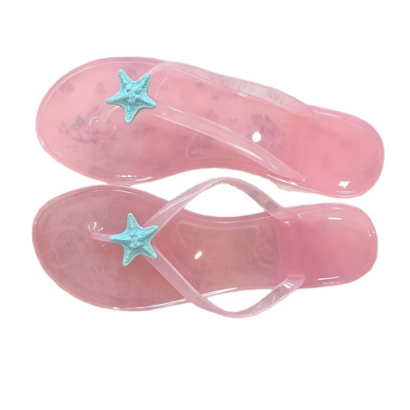 画像1: WomenStarfish Transparent-colored thong sandals  スターフィッシュヒトデ付き トング透明カラーサンダル (1)
